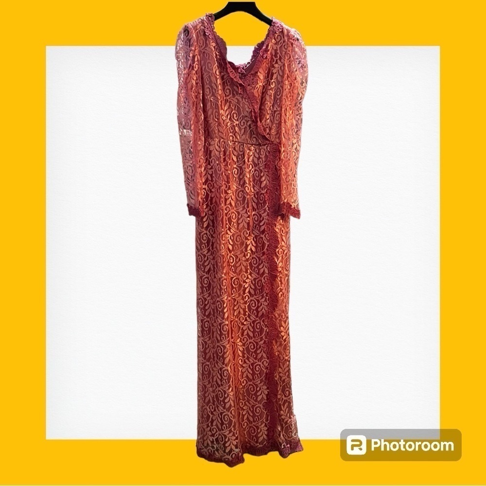 JC Penney Vintage Pink Lace Evening Gown Dress Size 8